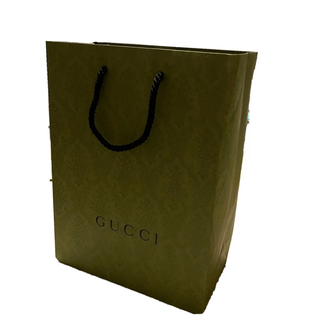 Gucci Olive Green Paper Stock Shopping Gift Bag Tote 1375 X 102 X 55